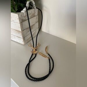 Vintage Lariat / Bolo Tie Necklace ~Western / Line Dancing / Cowboy Moose Head